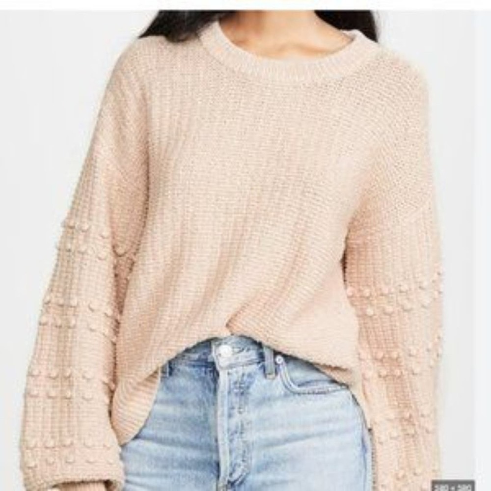 Madewell Bobble Pullover Crew-Neck Cotton Pom-Pom Sweater Avalon Pink Size Small